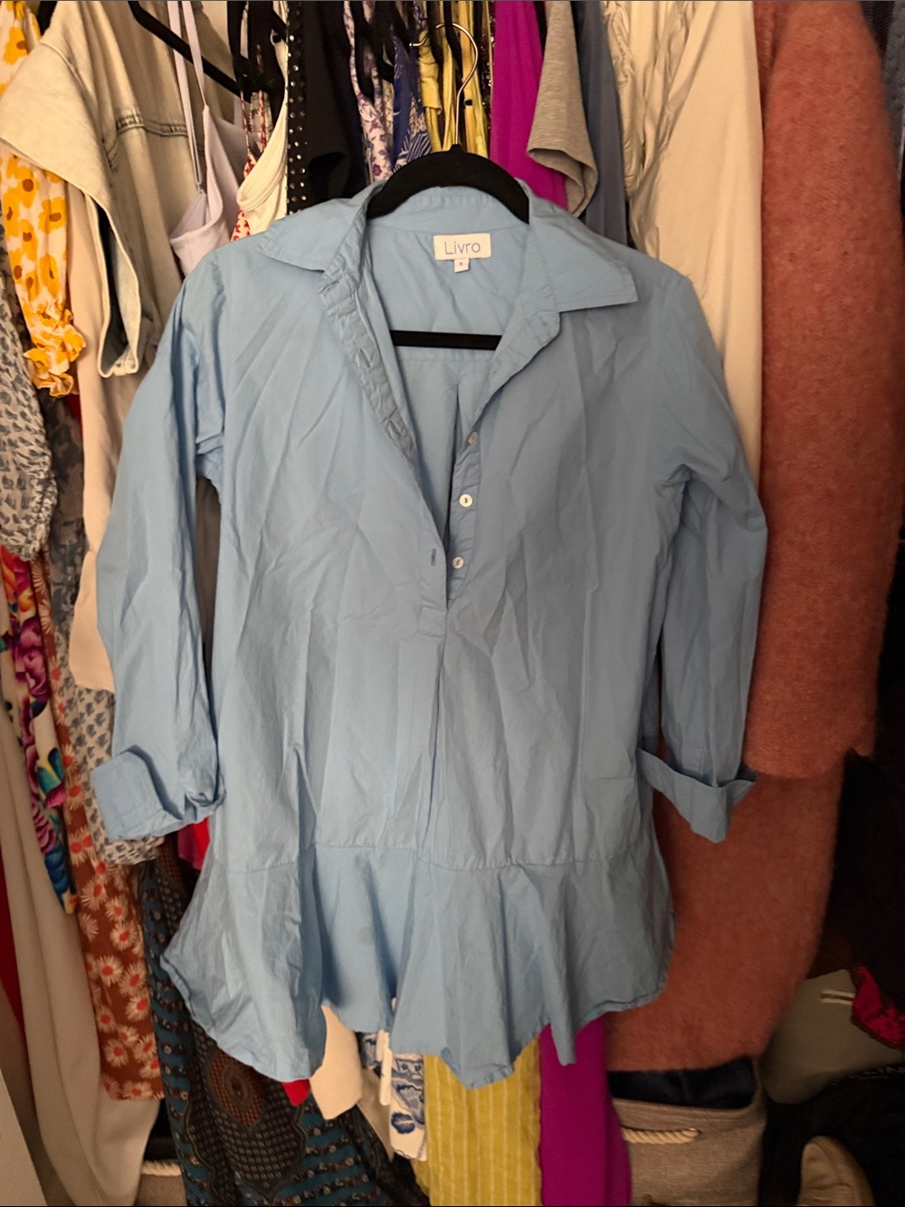 Livro Polly shirt Dress Light Blue Button-Front 100% cotton S